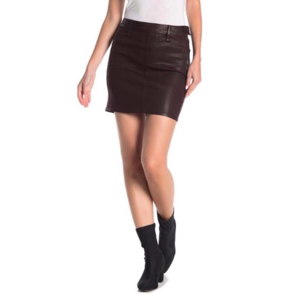 Good American Waxed Denim Mini Skirt in Black